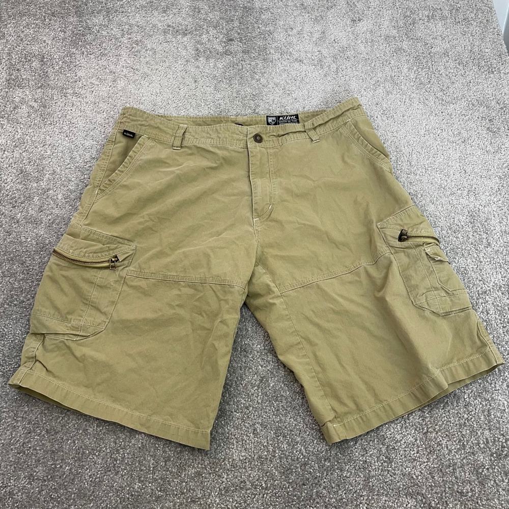 Kuhl Cargo Shorts Mens 38 x 13 Tan Cotton Nylon Hiking